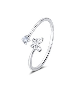 Butterfly with Crystal Silver Ring NSR-4211
